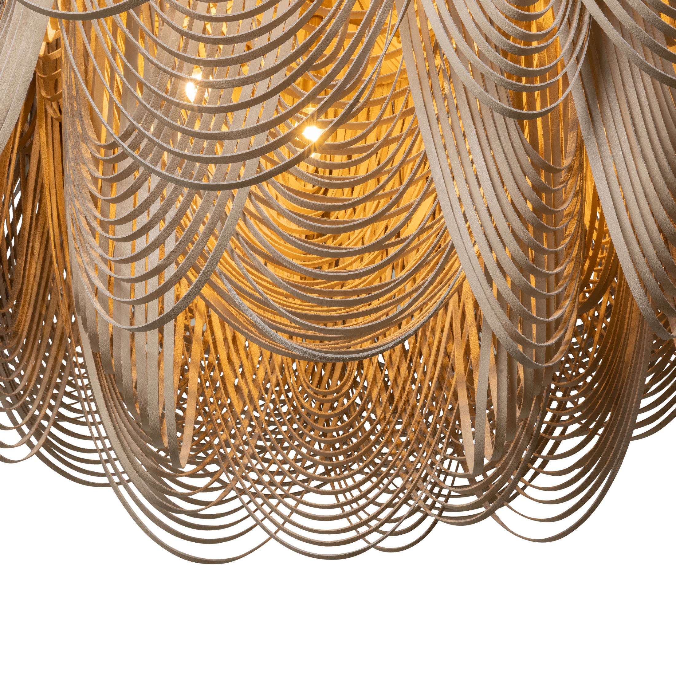 XXL Short Round Whisper Flush Mount Leather Chandelier