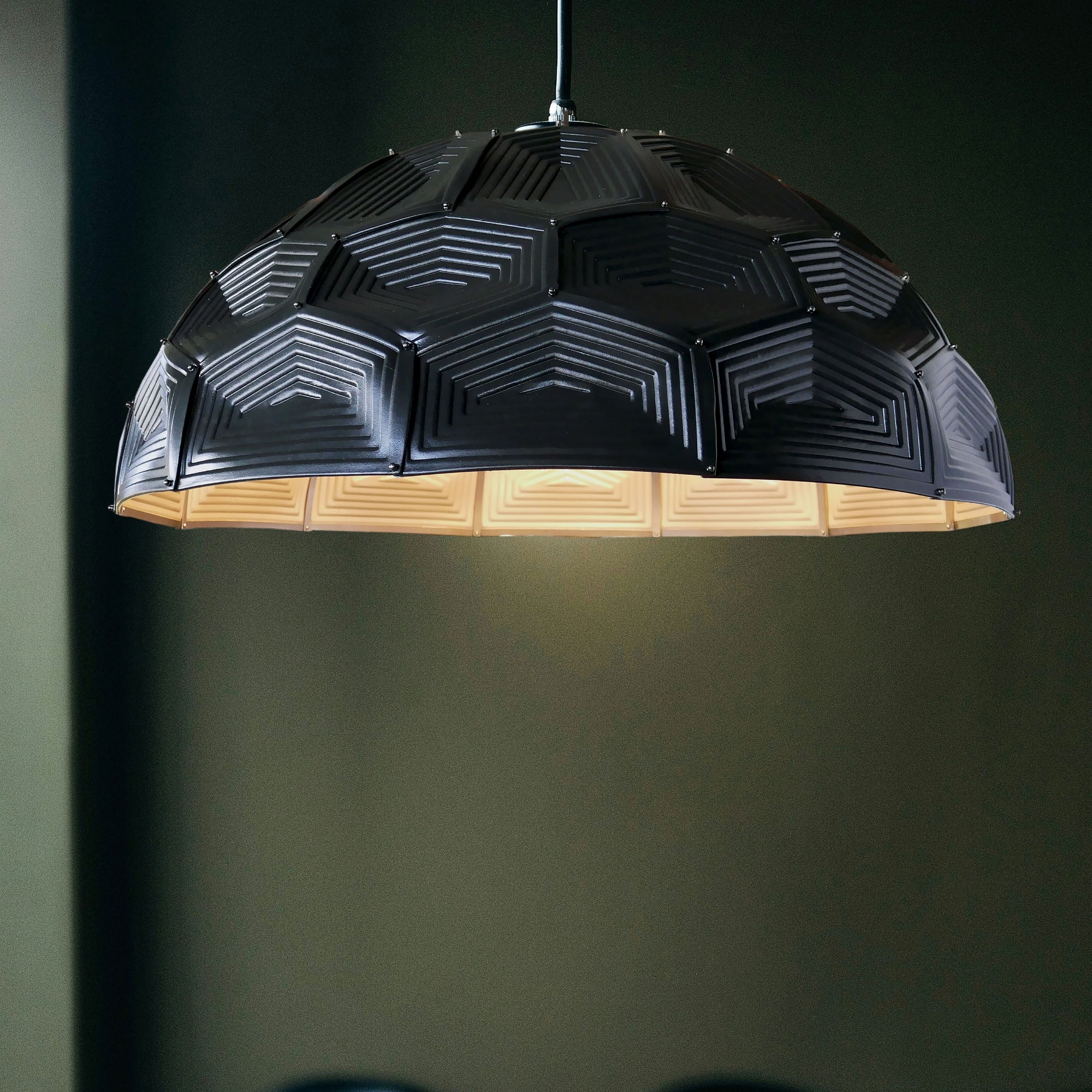 Turtle Dome Light - Embossed Black Leather