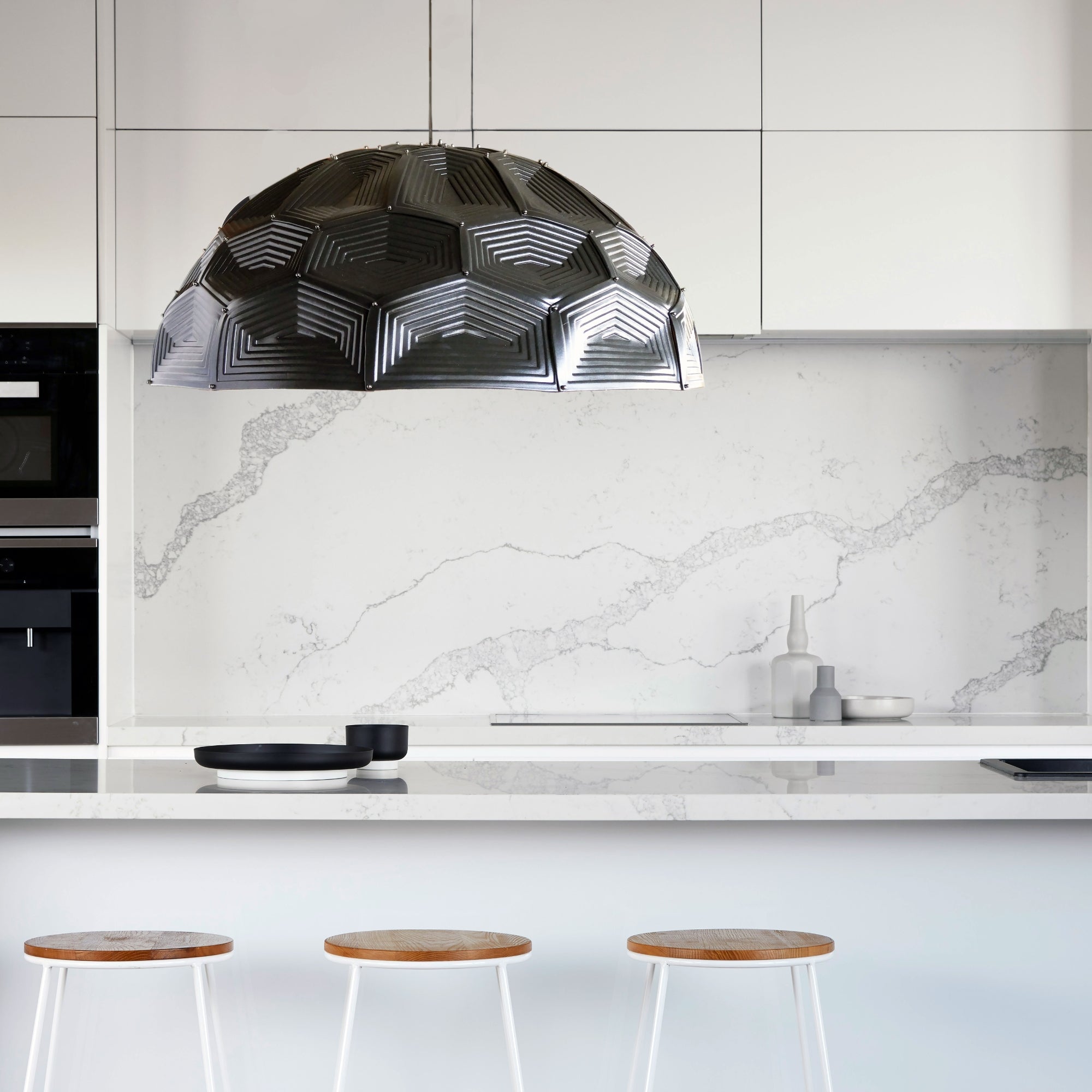 Turtle Dome Light - Embossed Black Leather