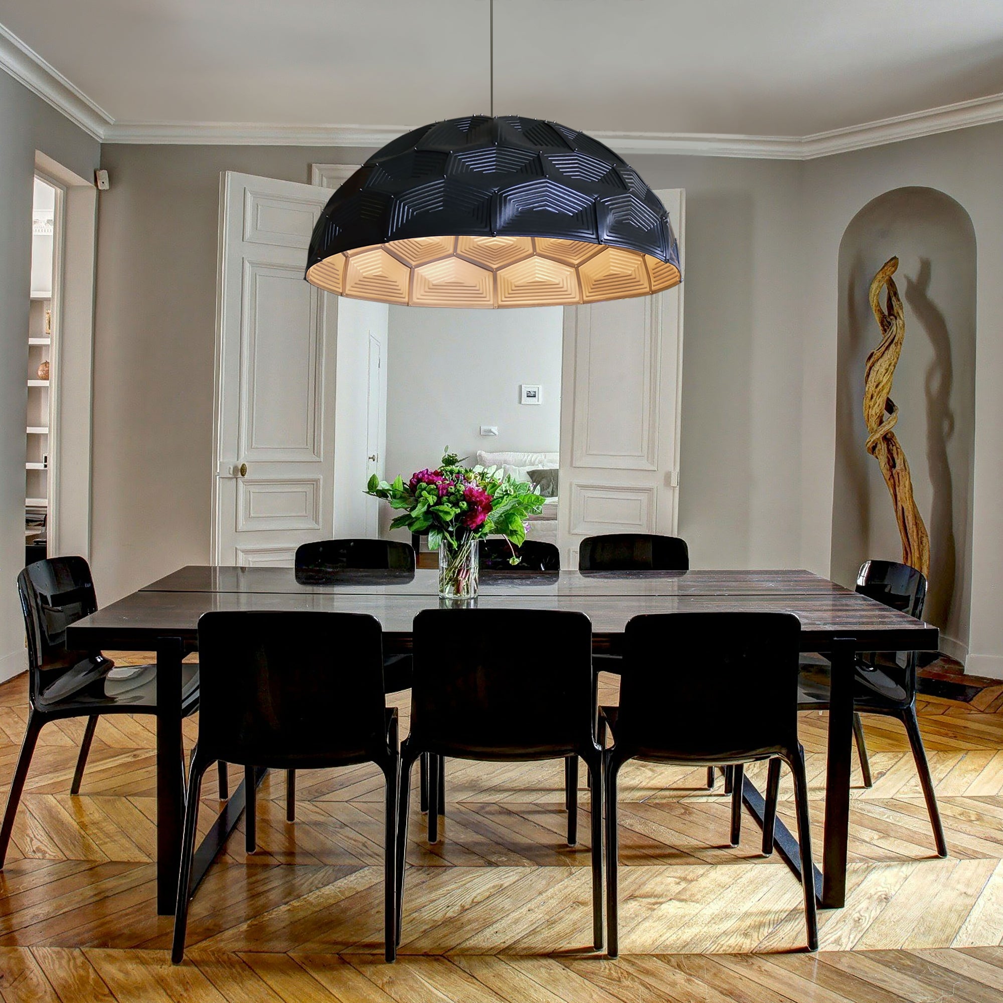 Turtle Dome Light - Embossed Black Leather