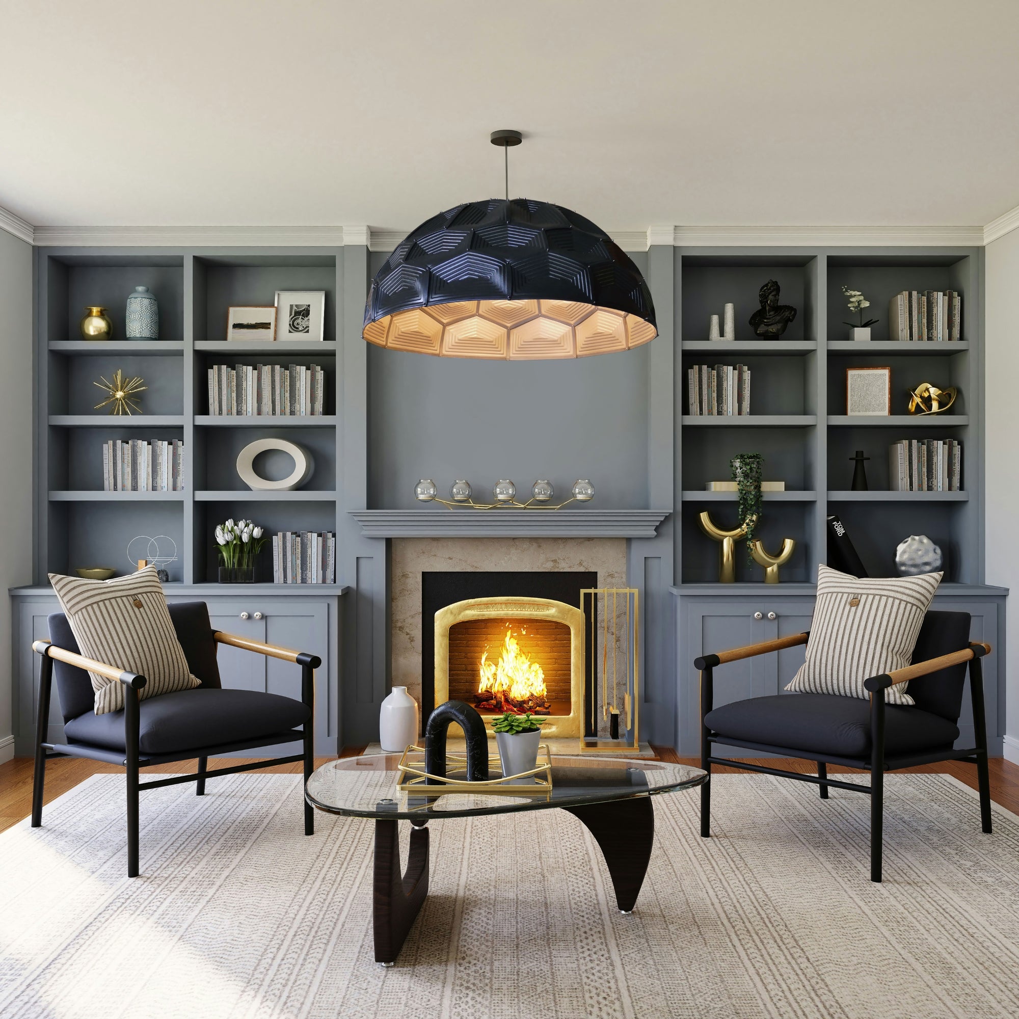 Turtle Dome Light - Embossed Black Leather