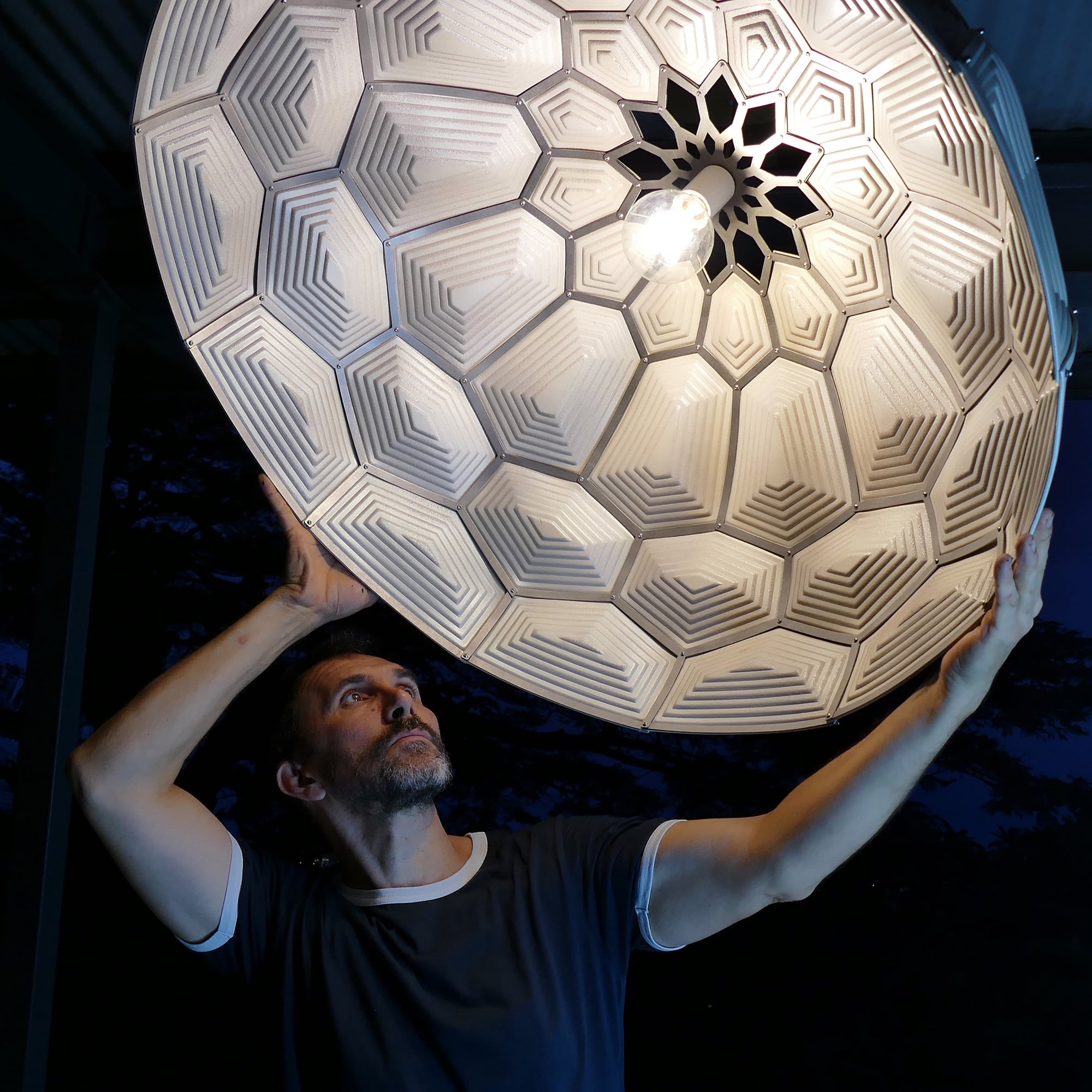 Turtle Dome Light - Embossed Black Leather