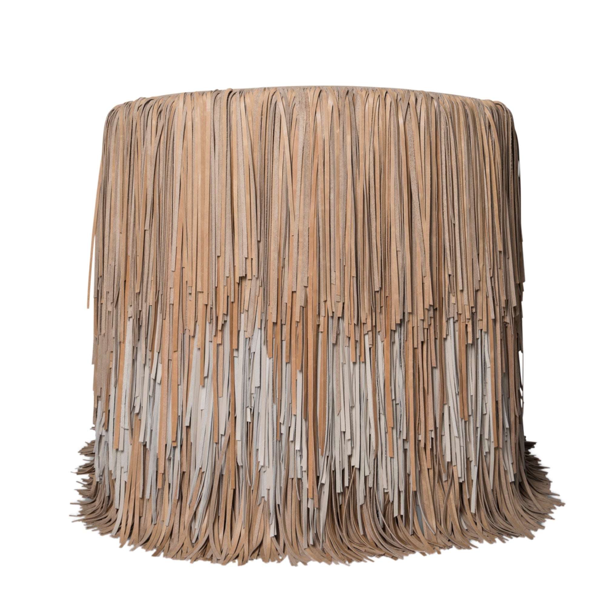 Shaggy Leather Swivel Chair in Ombre Crackle-Stone & Cream Stone Leather