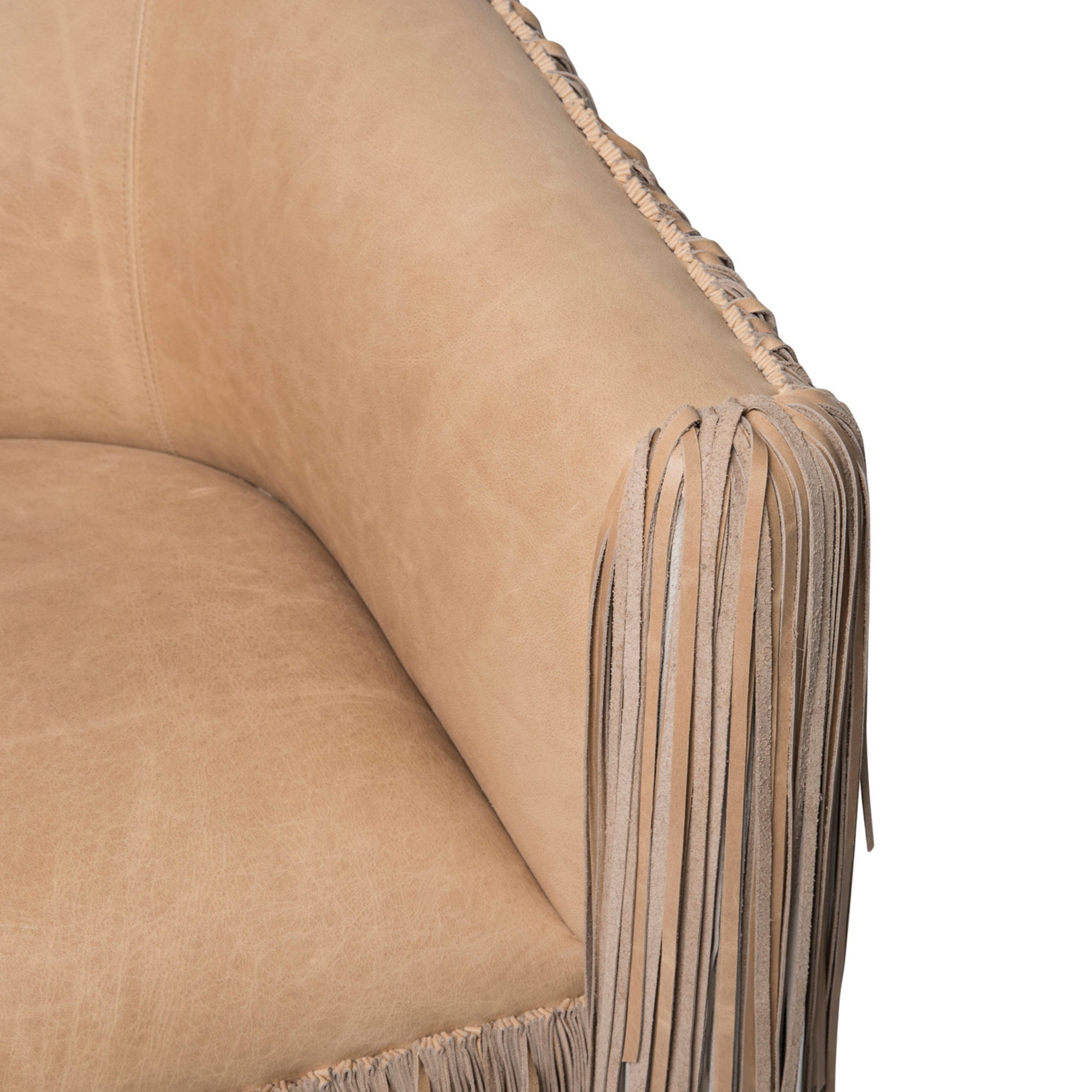 Shaggy Leather Swivel Chair in Ombre Crackle-Stone & Cream Stone Leather