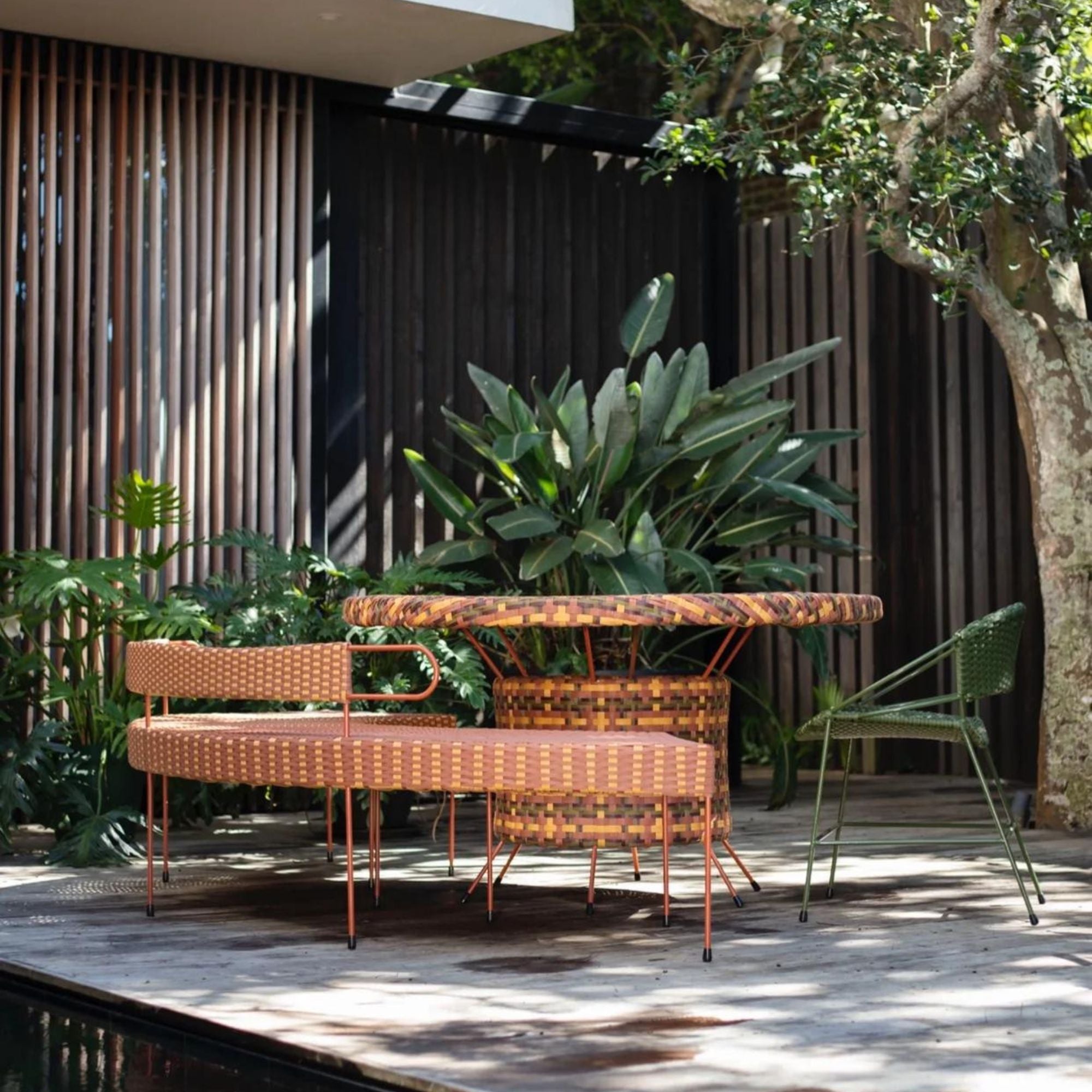 Woven Outdoor Dining Table - Spice