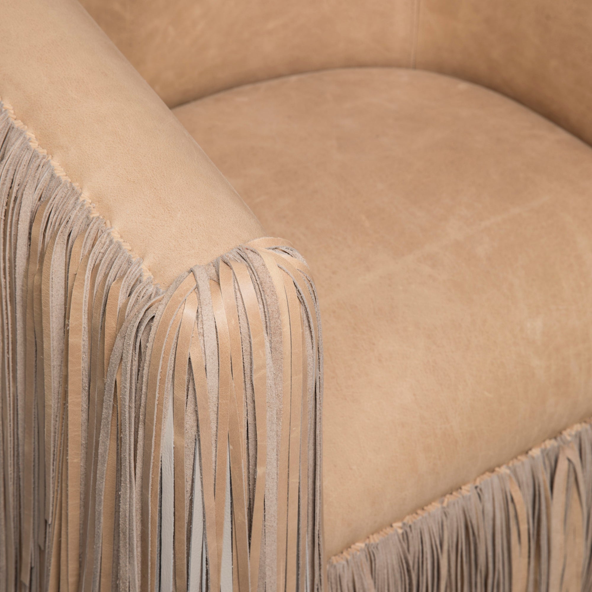 Shaggy Leather Swivel Chair in Ombre Crackle-Stone & Cream Stone Leather