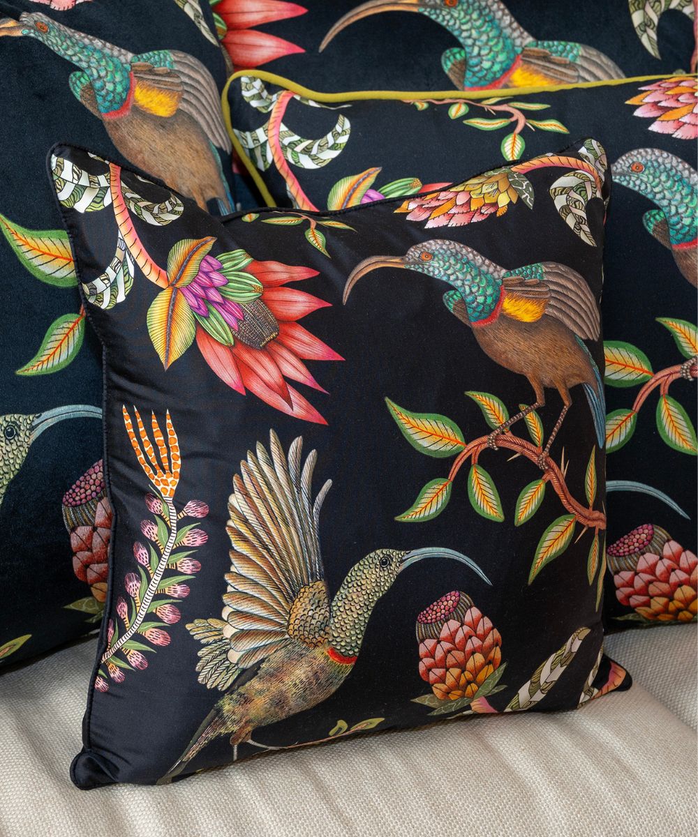 Protea Garden Silk Pillow - Night