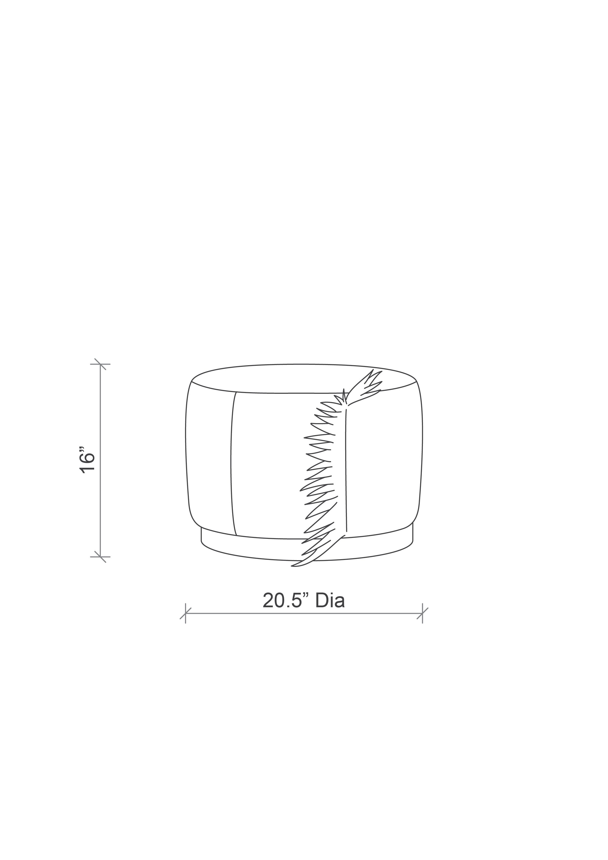 Round Wildebeest Hide Ottoman