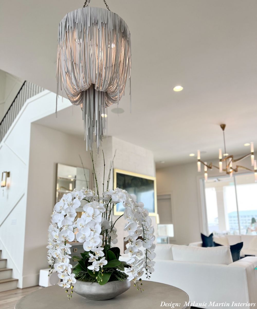 Small Round Urchin Leather Chandelier