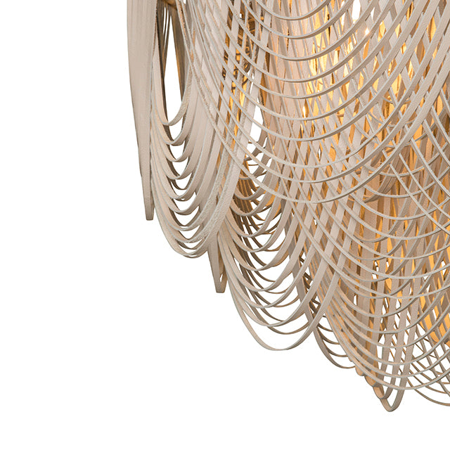 Extra Large Short Round Whisper Flush Mount Leather Chandelier in Cream-Stone Leather