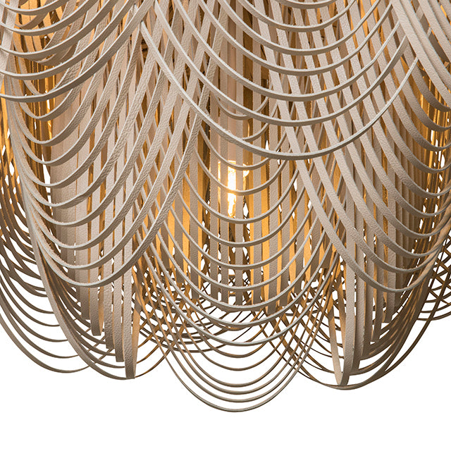 Extra Large Short Round Whisper Flush Mount Leather Chandelier in Cream-Stone Leather