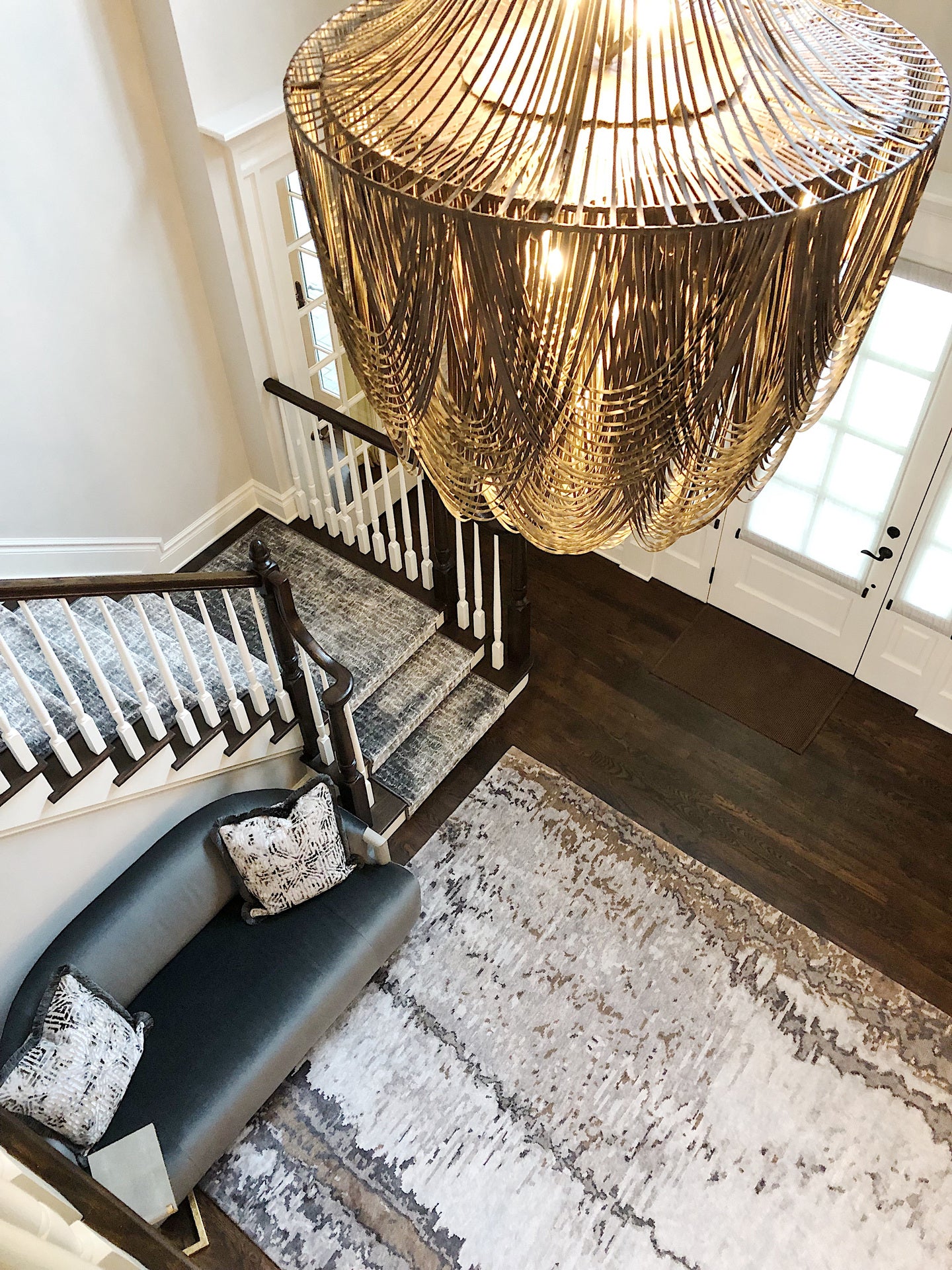 XXL Round Whisper with Crown Leather Chandelier in Premium Leather