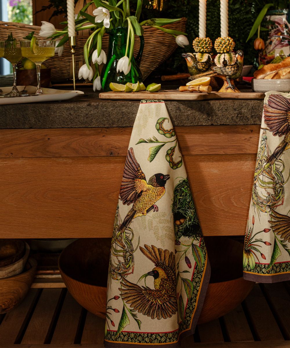 Thanda Nests Tea Towel - Stone