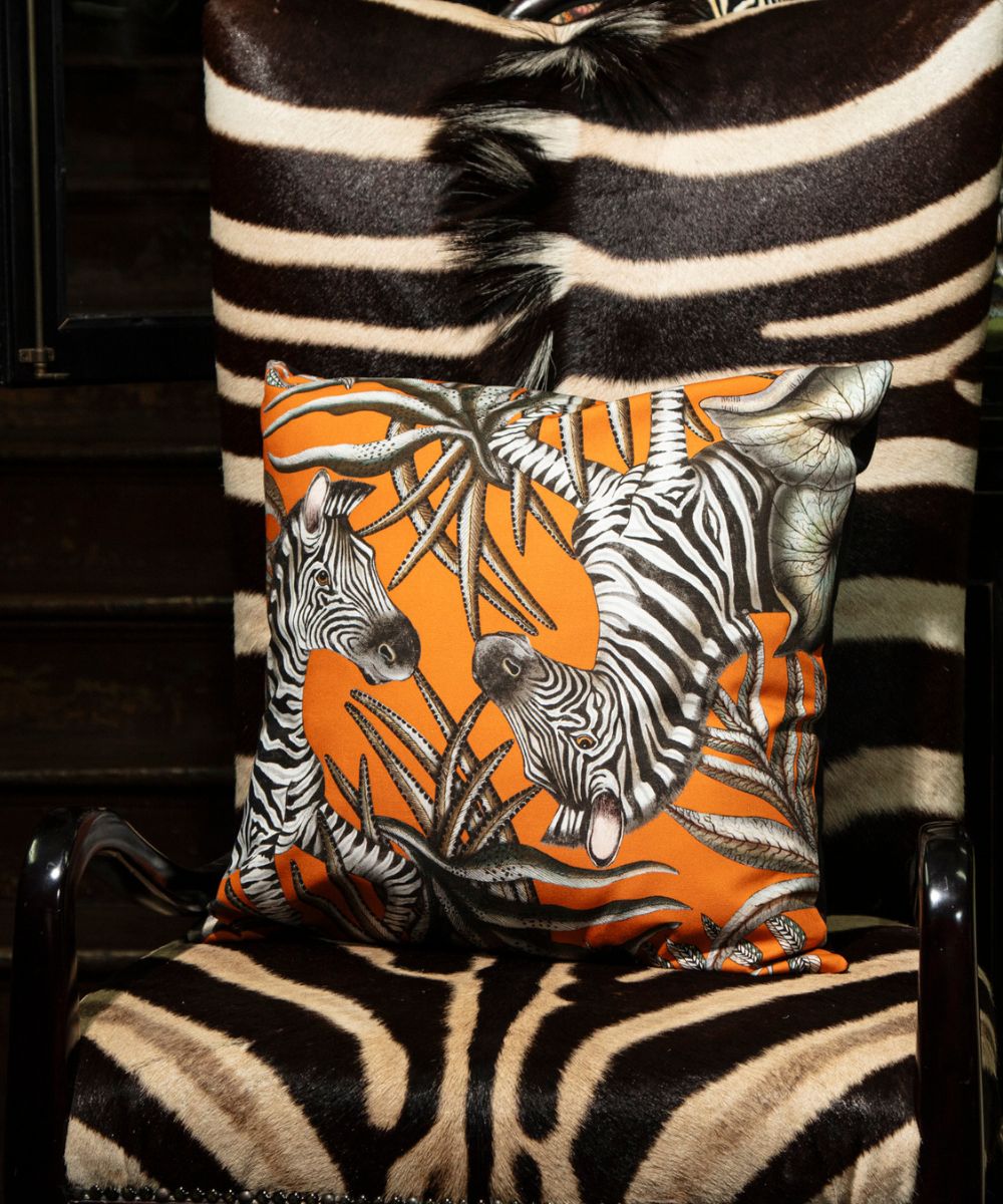 Thanda Stripe Pillow - Cotton - Flame