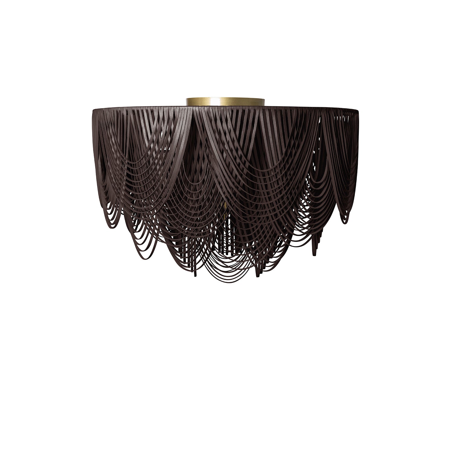 Extra Large Short Round Whisper Flush Mount Leather Chandelier in Premium Leather