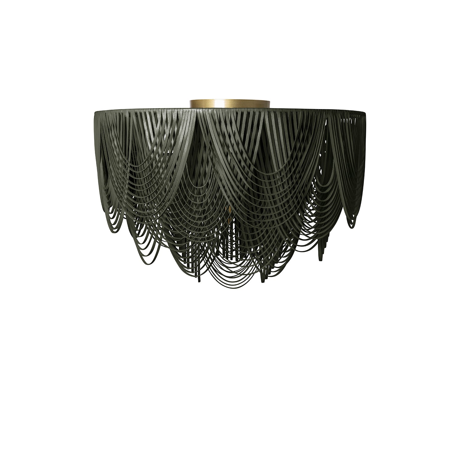 Extra Large Short Round Whisper Flush Mount Leather Chandelier in NeKeia Leather