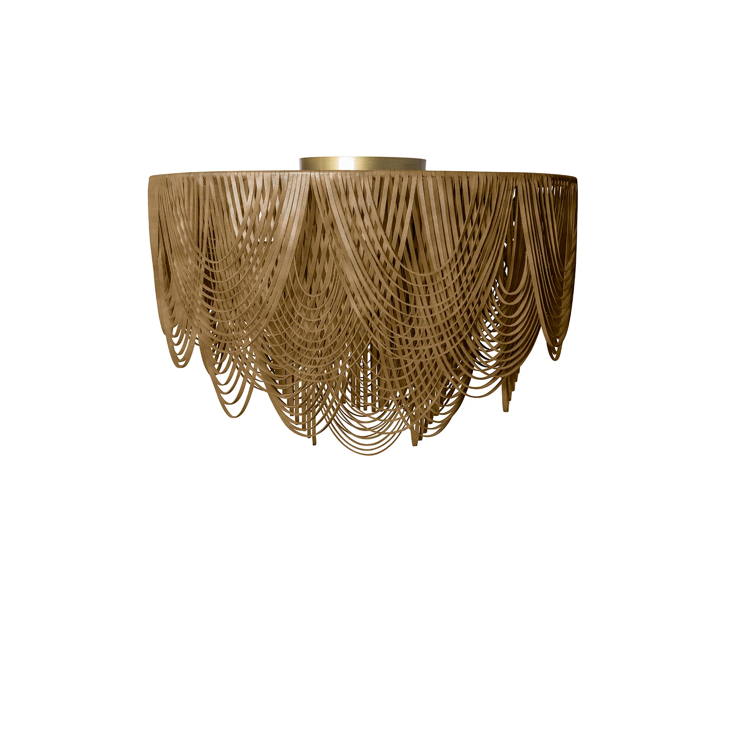 Extra Large Short Round Whisper Flush Mount Leather Chandelier in Premium Leather