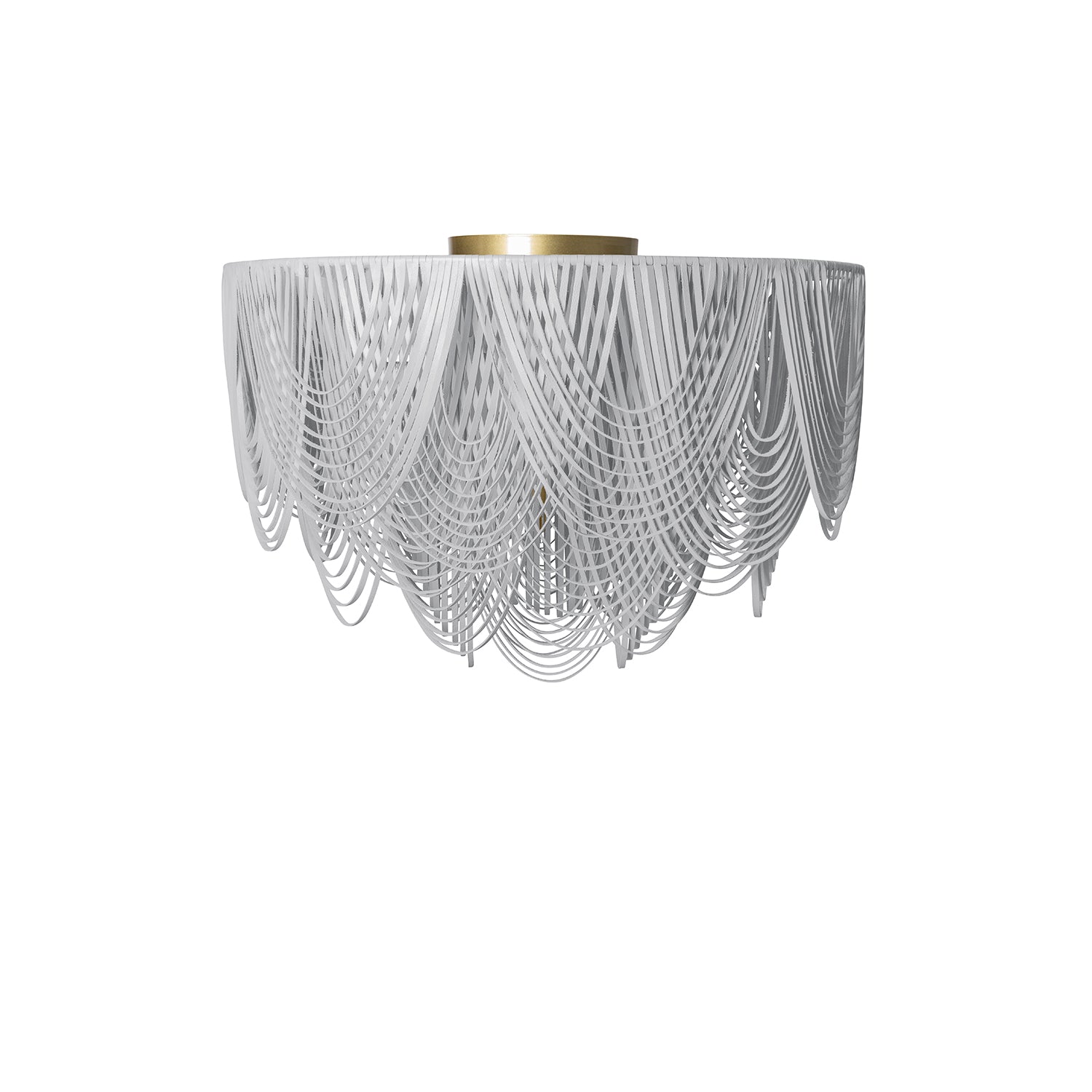 Extra Large Short Round Whisper Flush Mount Leather Chandelier in Metallic Leather