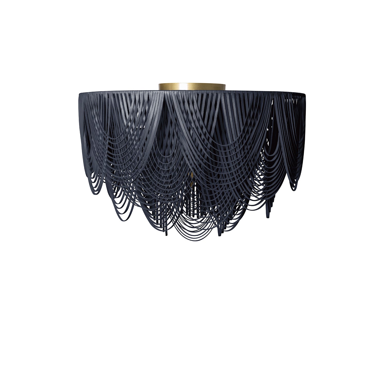 Extra Large Short Round Whisper Flush Mount Leather Chandelier in NeKeia Leather