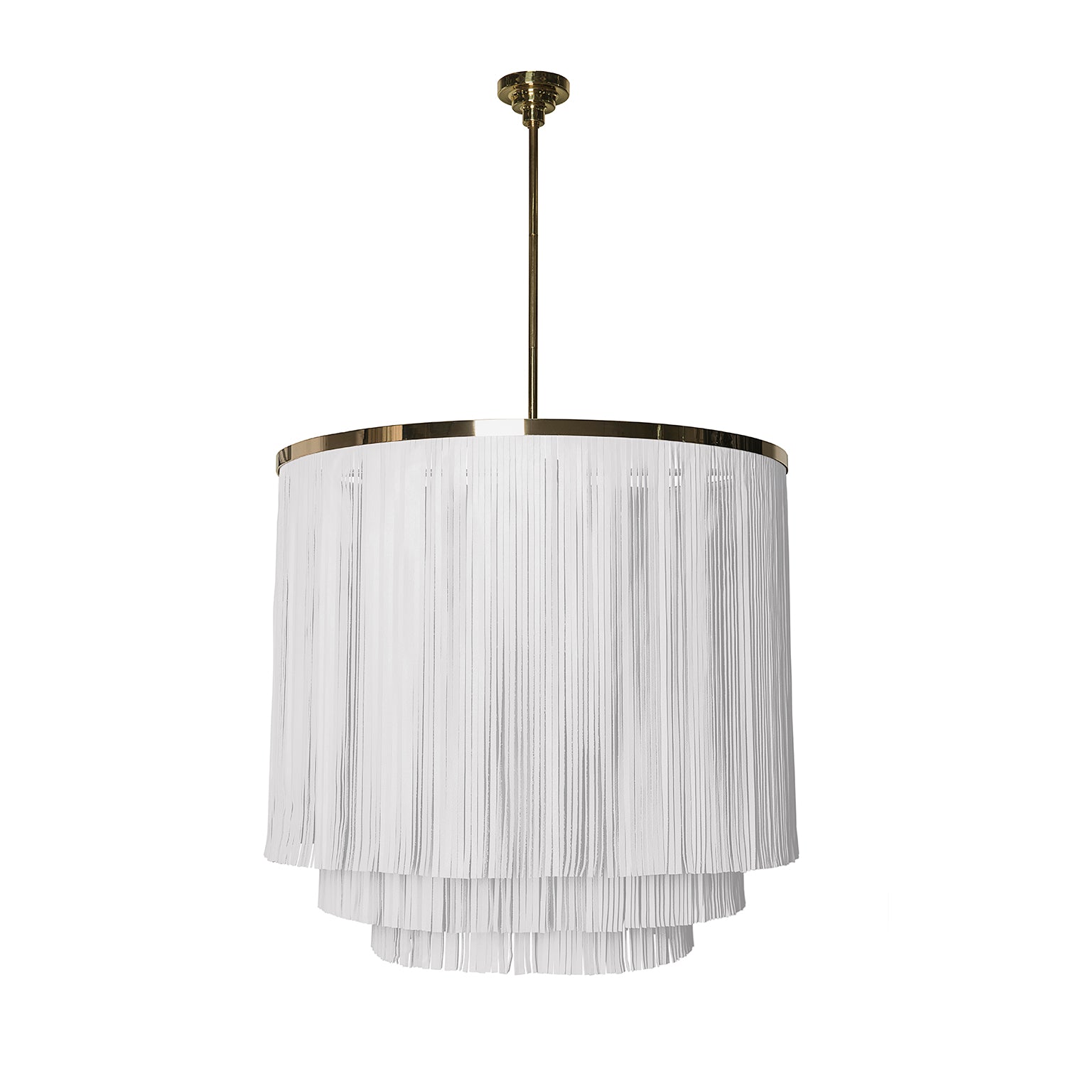 Large NeKeia Leather Chandelier in Brass Finish and Premium Leather