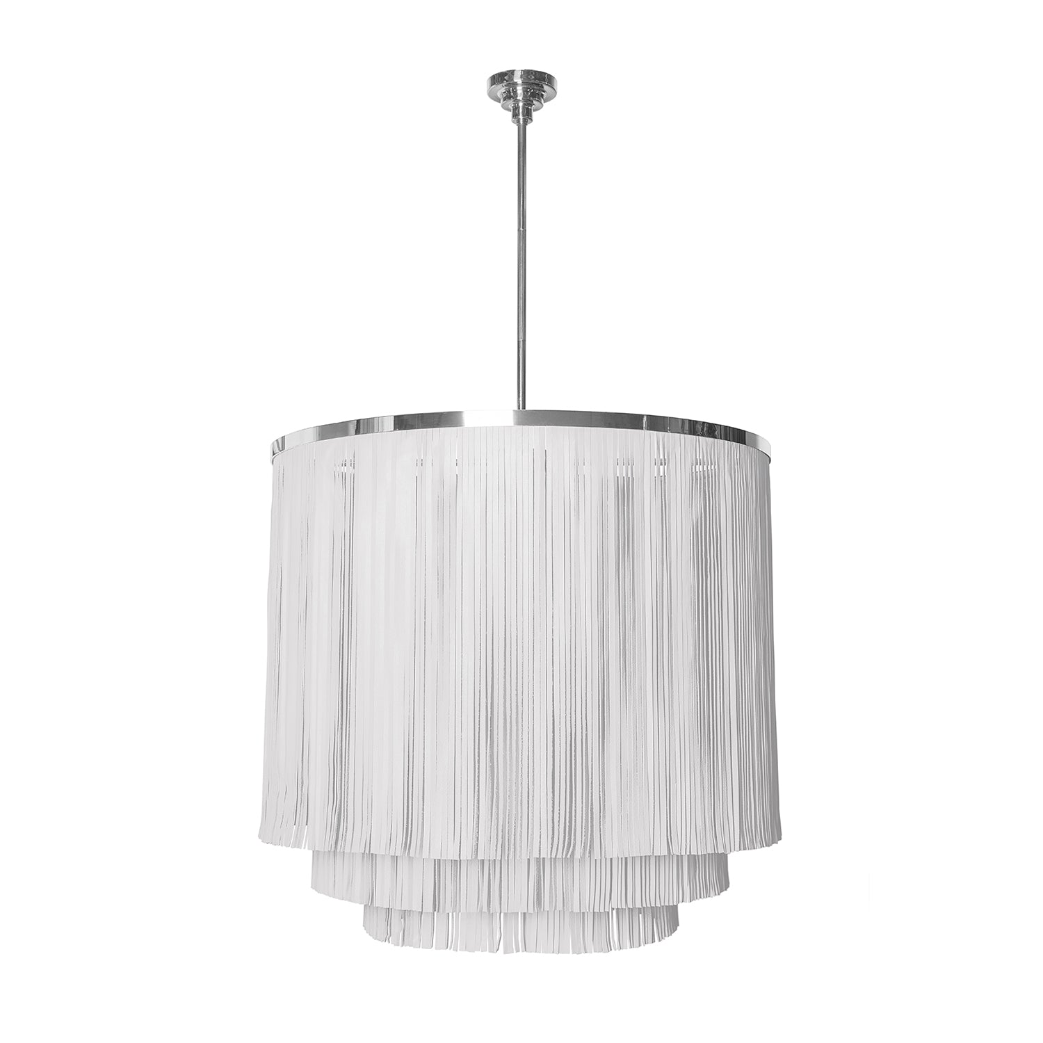 Large NeKeia Leather Chandelier in Nickel Finish and Premium Leather