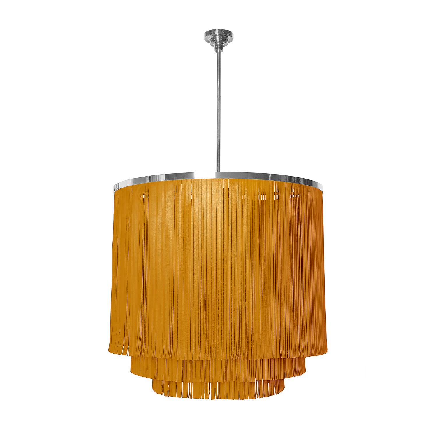 Large NeKeia Leather Chandelier in Nickel Finish