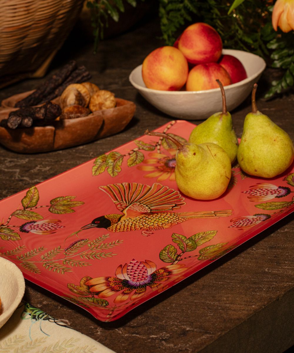 Weaver Garden Acrylic Tray - Coral