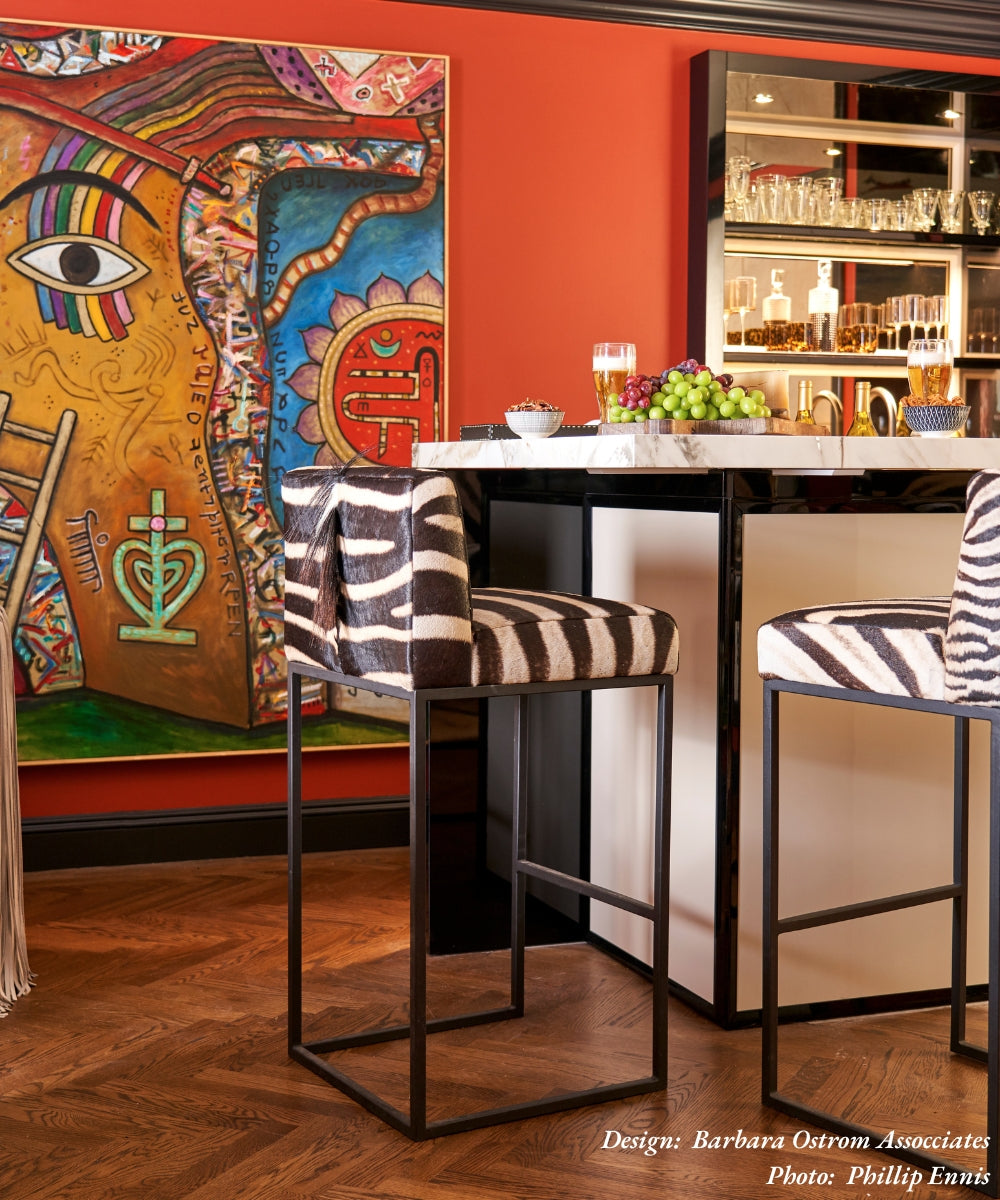 Zebra Hide Bar Stool