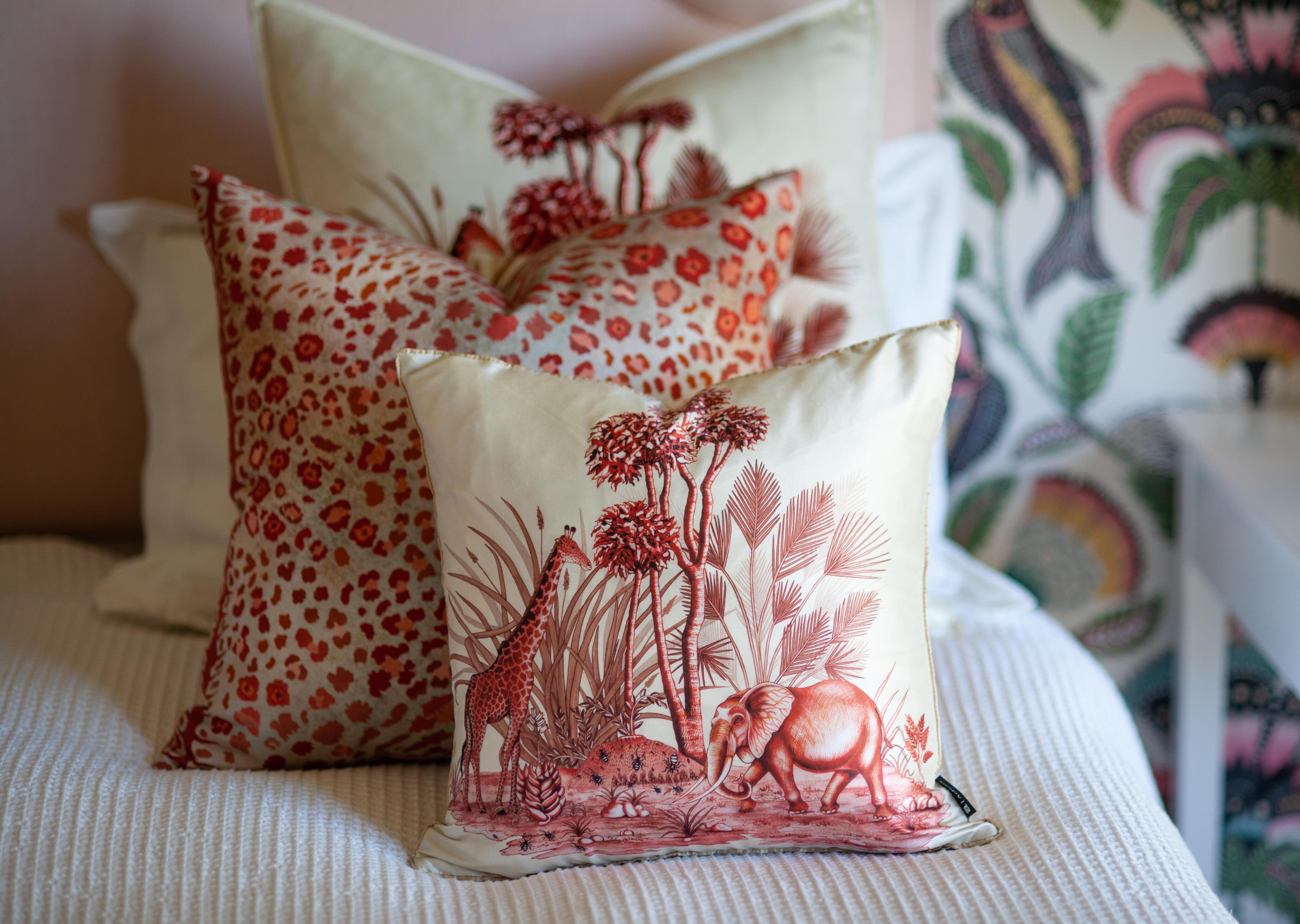 Safari Spot Pillow - Cotton - Coral
