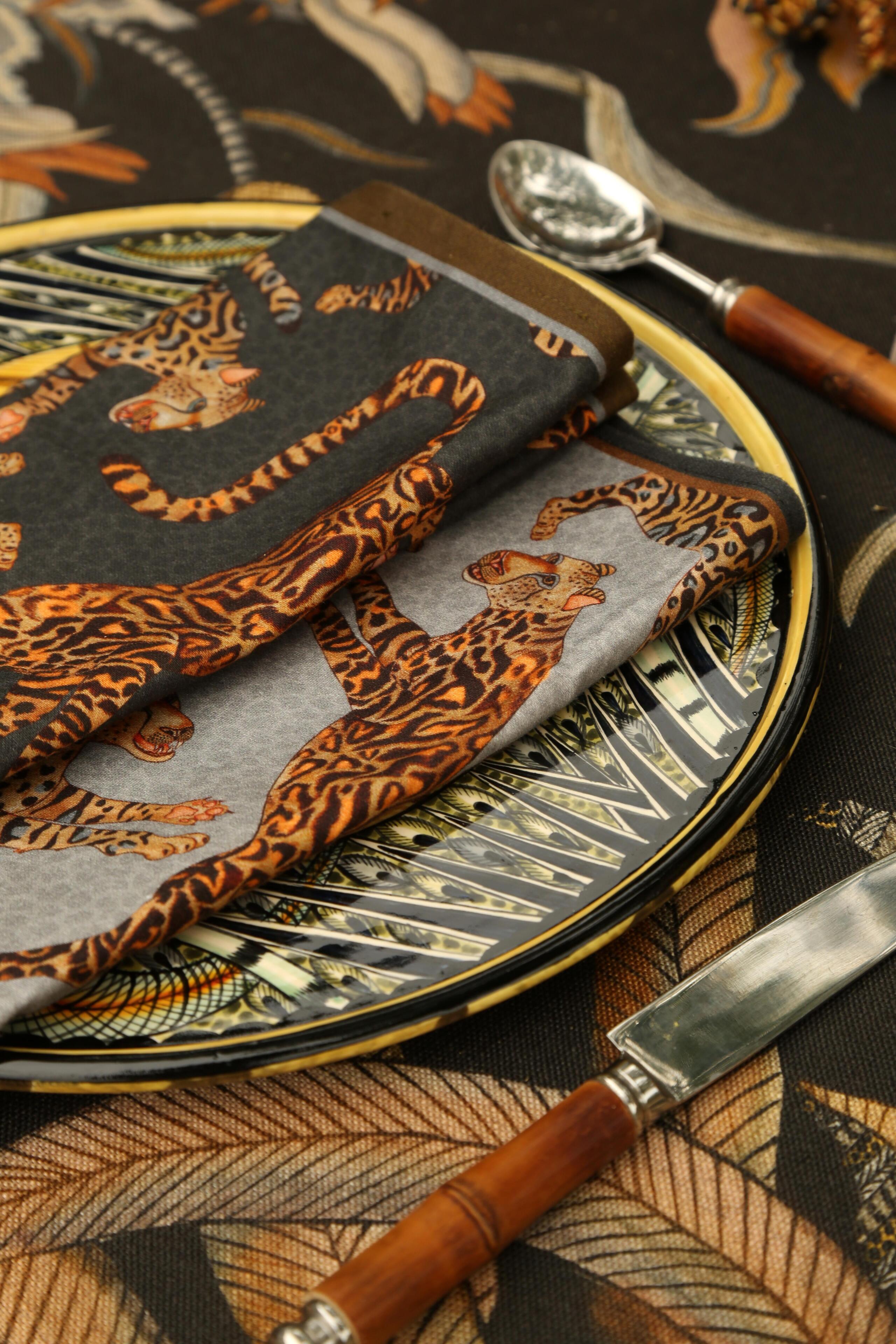 Cheetah Kings Napkins (Pair) - Night