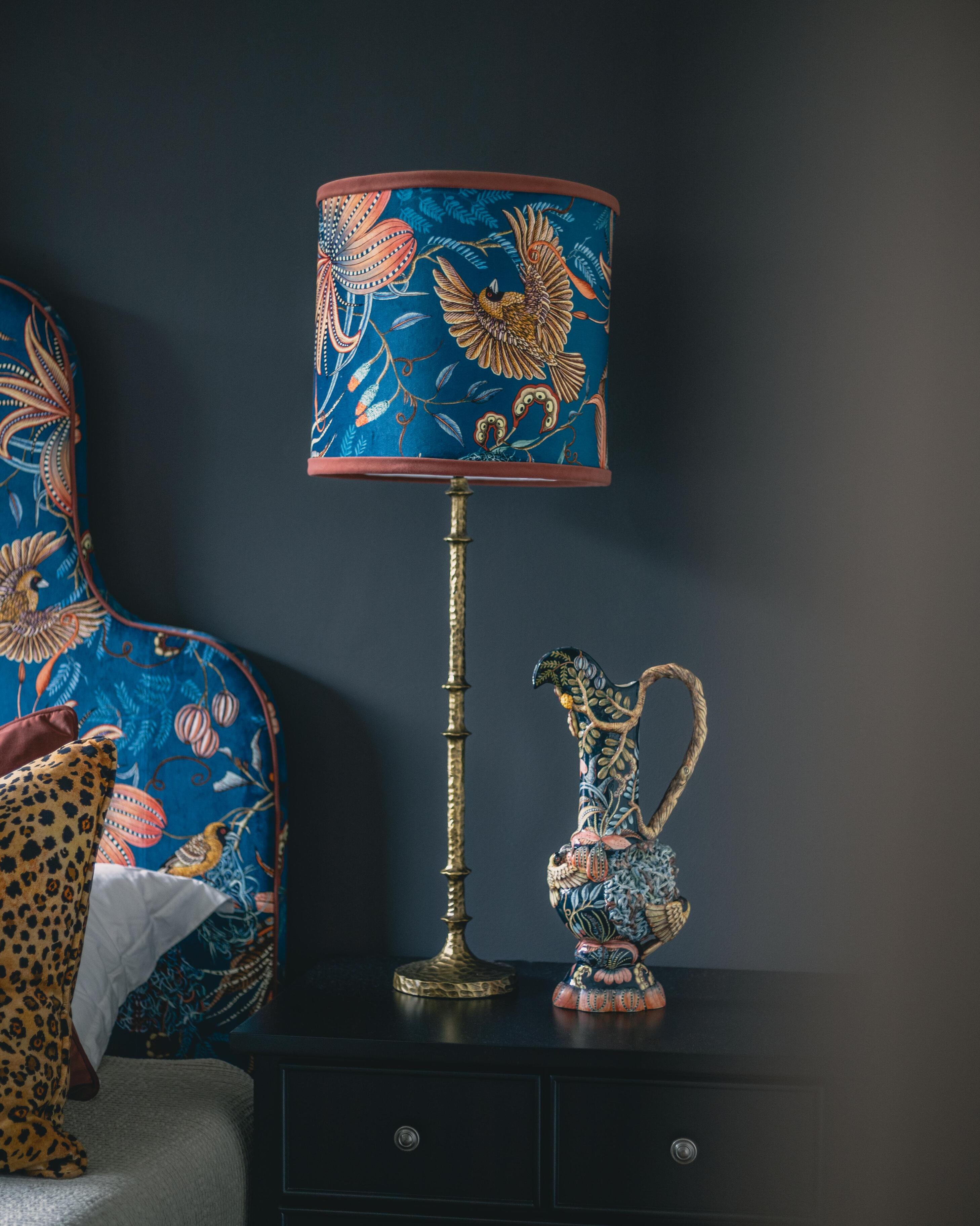 Thanda Nests Fabric - Linen - Midnight