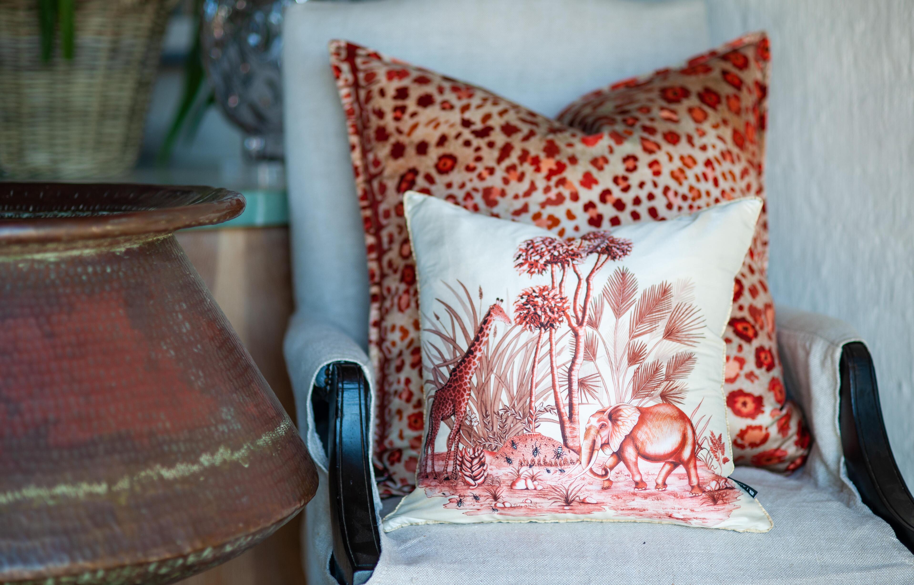 Safari Spot Pillow - Velvet - Coral