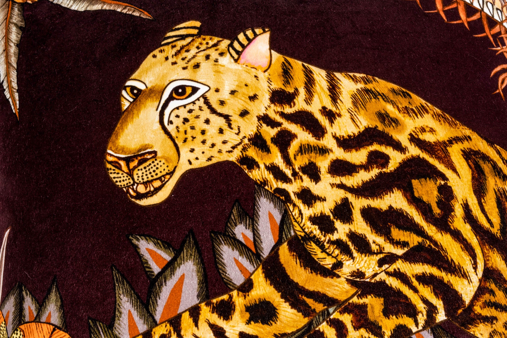 Cheetah Kings Forest Pillow - Velvet - Plum