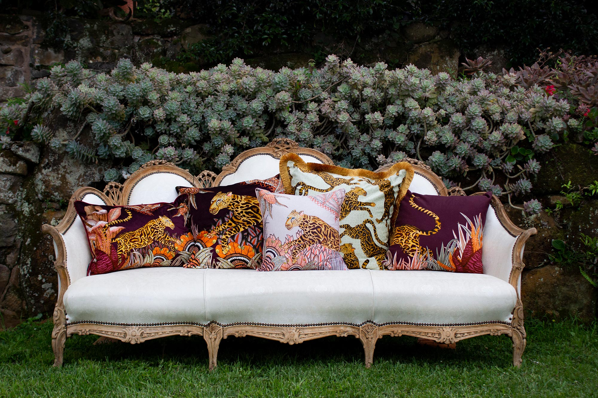 Cheetah Kings Forest Pillow - Velvet - Plum