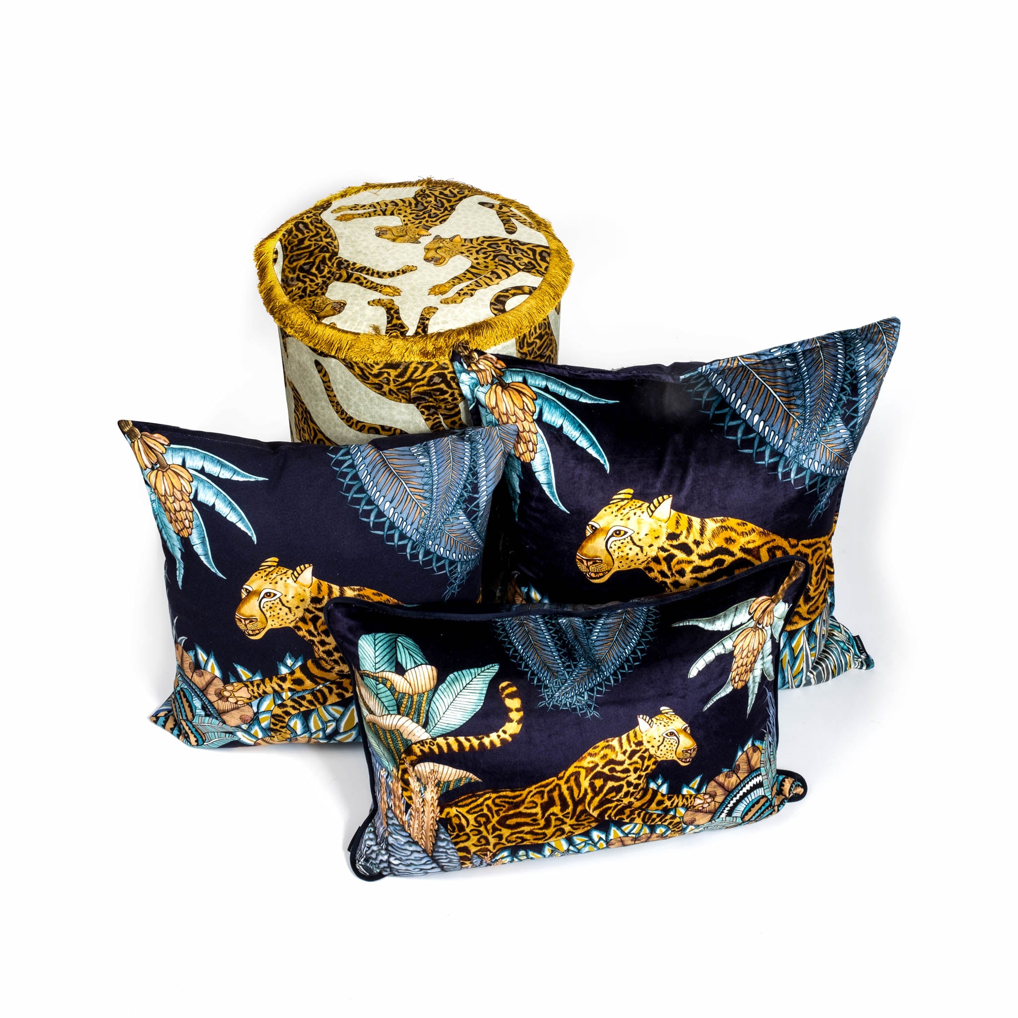 Cheetah Kings Forest Pillow - Velvet - Tanzanite