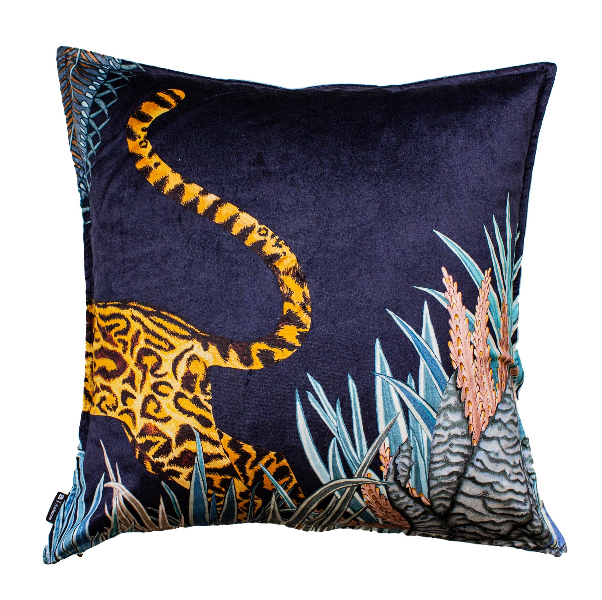 Cheetah Kings Forest Pillow - Velvet - Tanzanite