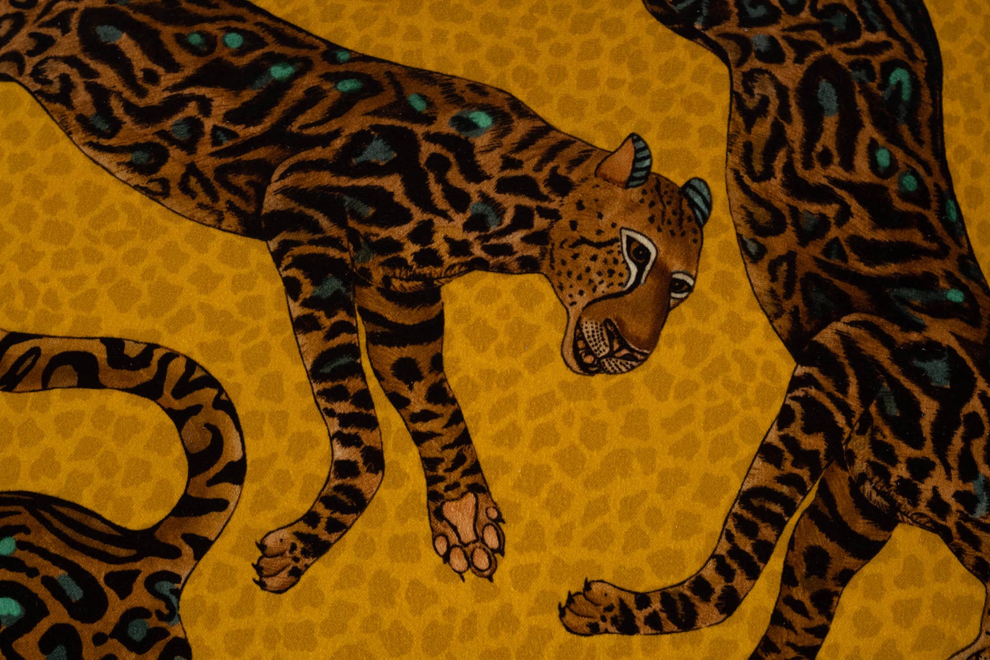 Cheetah Kings Pillow - Velvet w/ Fringe - Gold