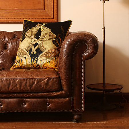 Dancing Elephants Pillow - Velvet - Moonlight