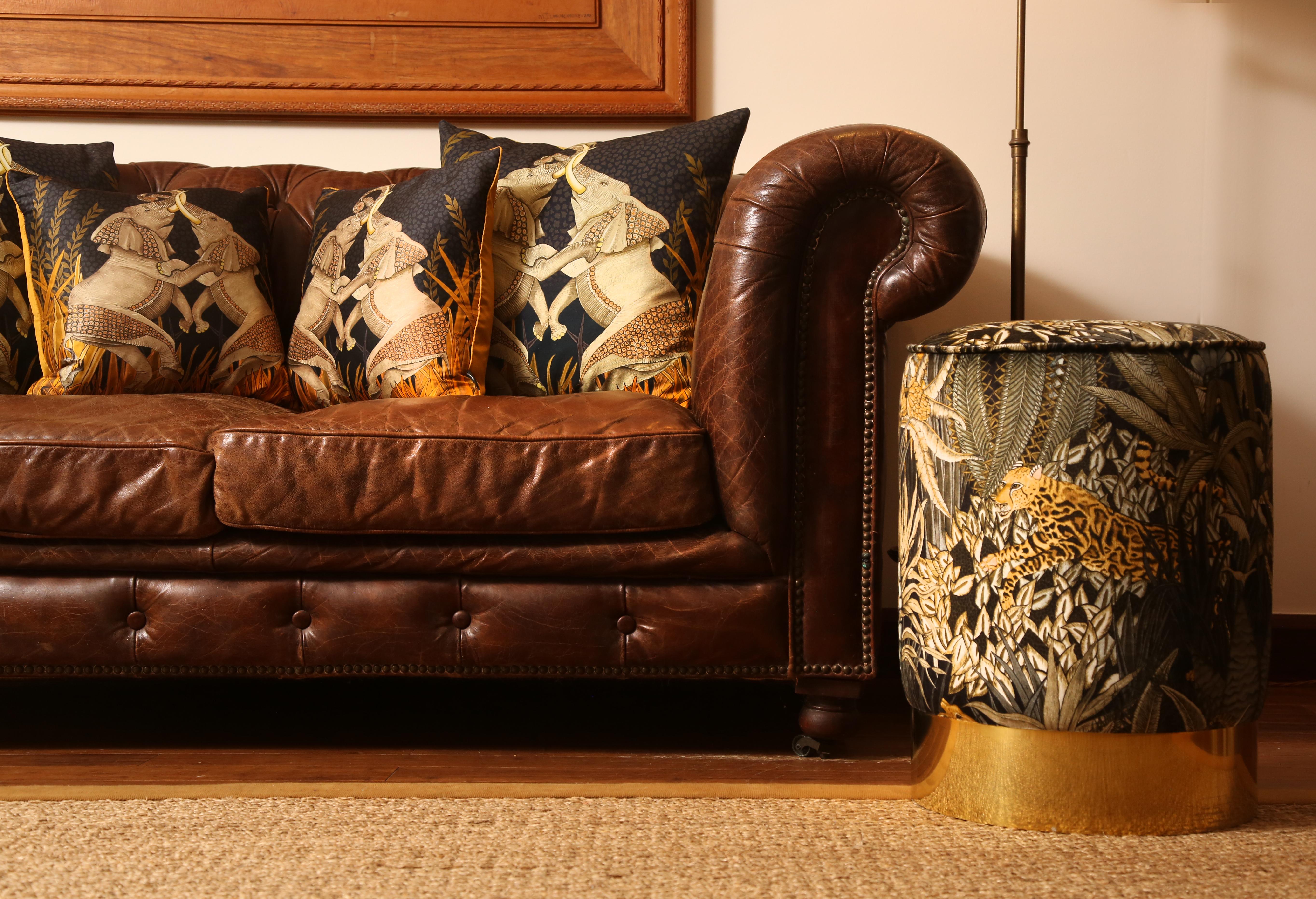 Dancing Elephants Pillow - Silk - Moonlight