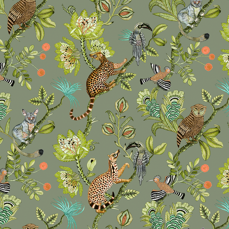 Camp Critters Fabric - Linen - Delta