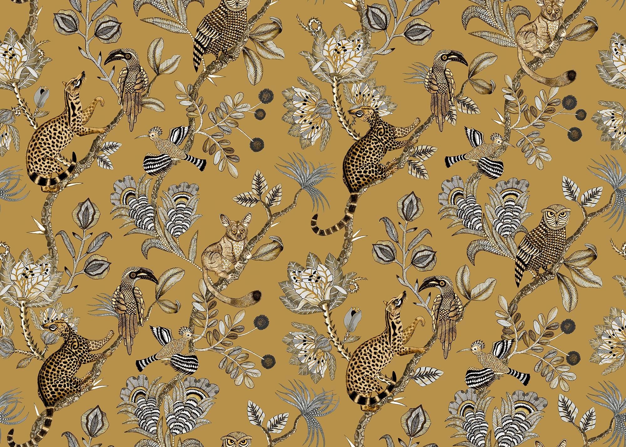 Camp Critters Fabric - Velvet - Gold