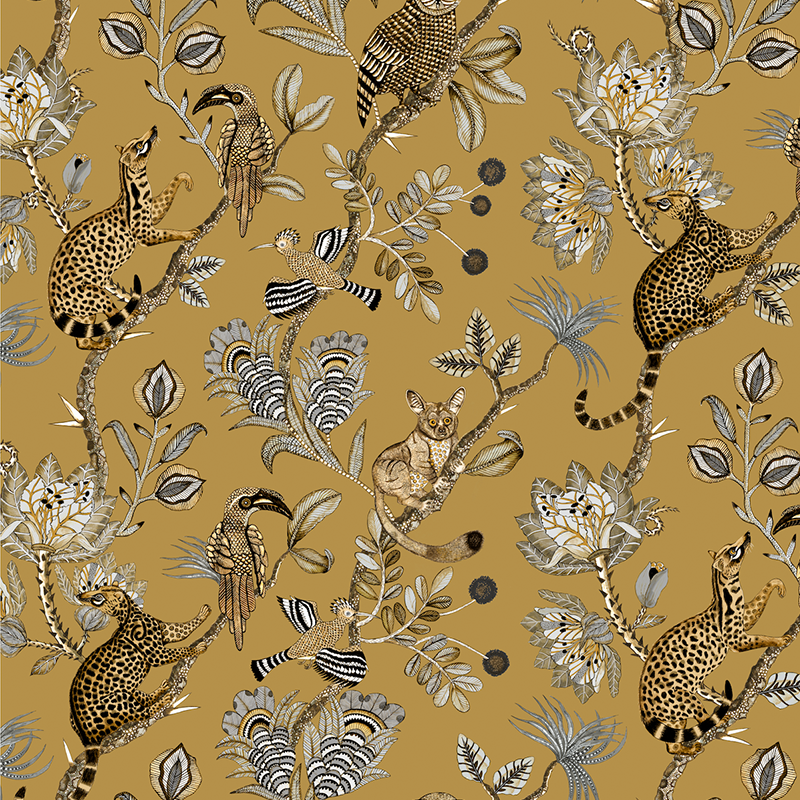 Camp Critters Fabric - Velvet - Gold