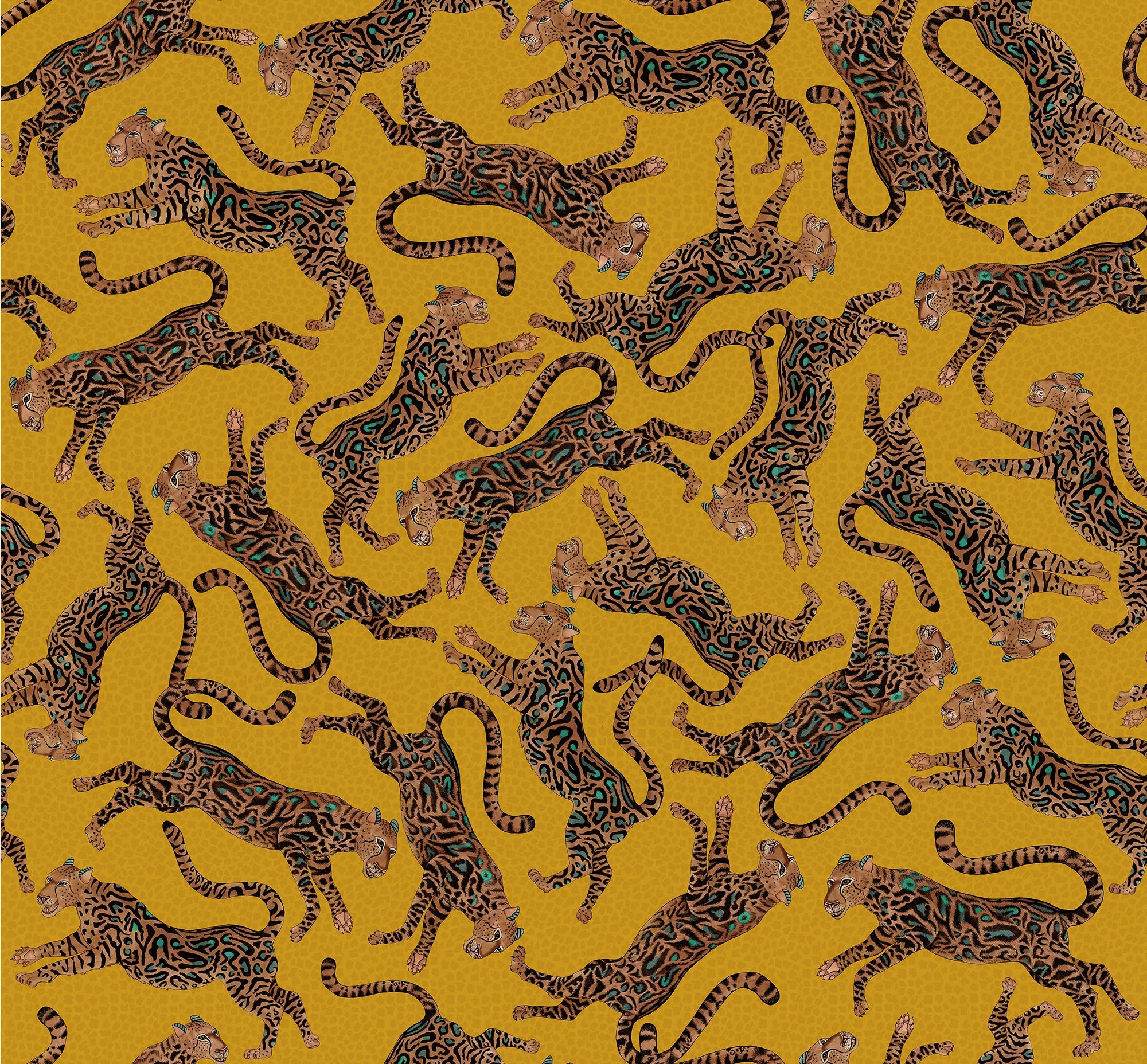 Cheetah Kings Fabric - Linen - Gold