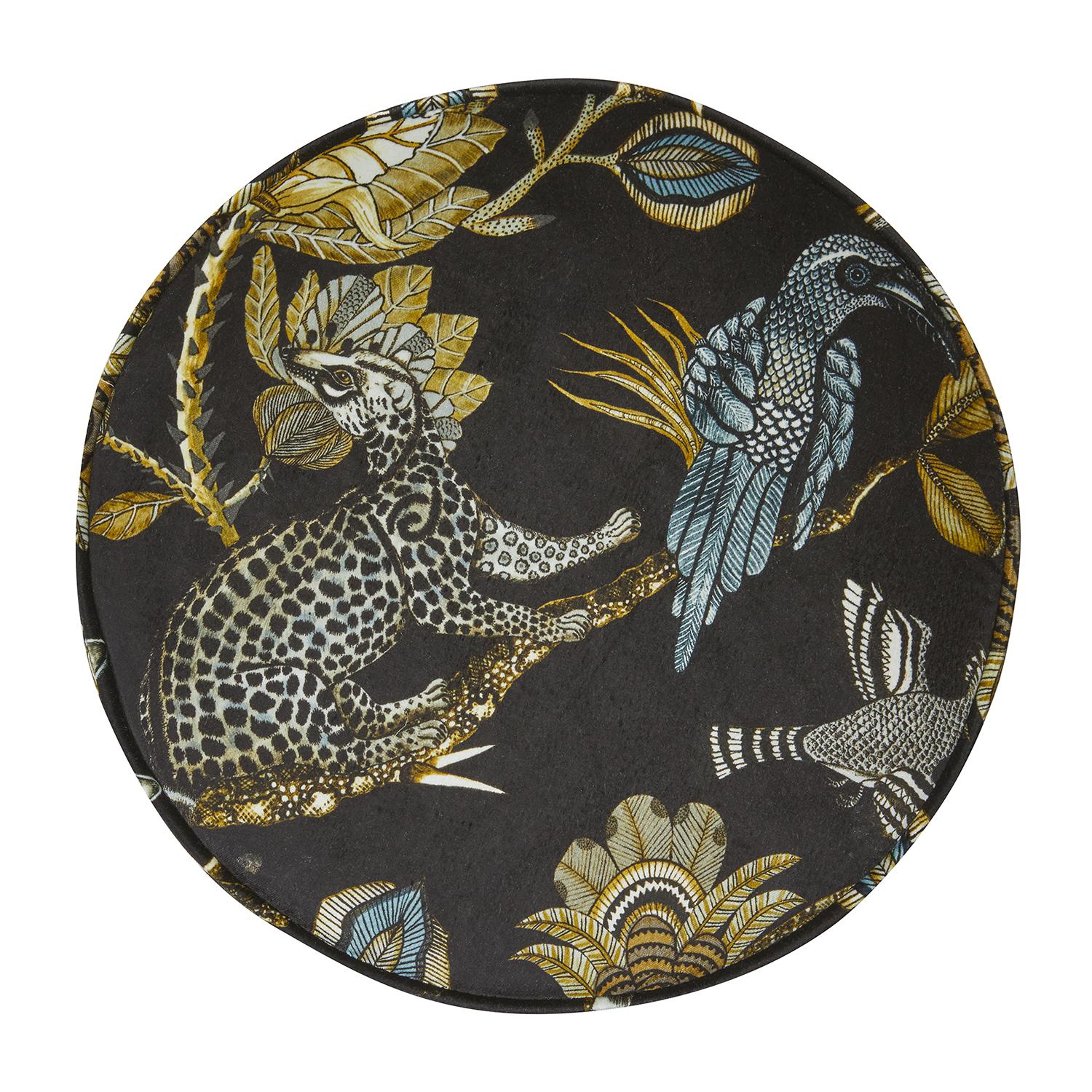 Camp Critters Velvet Pouf on Silver Base - Brass