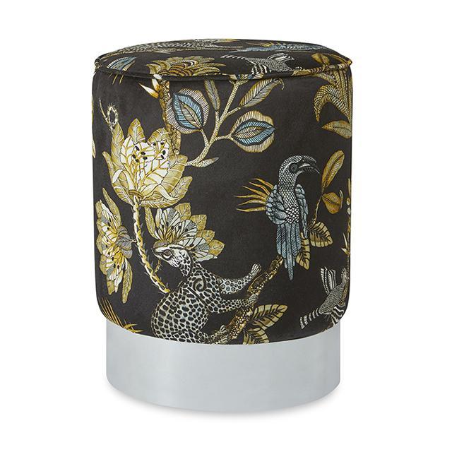 Camp Critters Velvet Pouf on Silver Base - Brass