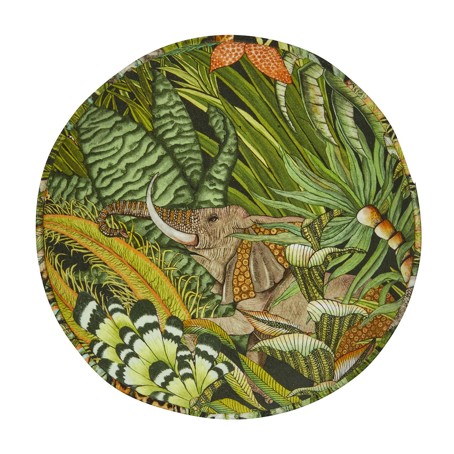 Sabie Forest Velvet Pouf on Gold Base - Delta