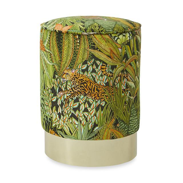 Sabie Forest Velvet Pouf on Gold Base - Delta