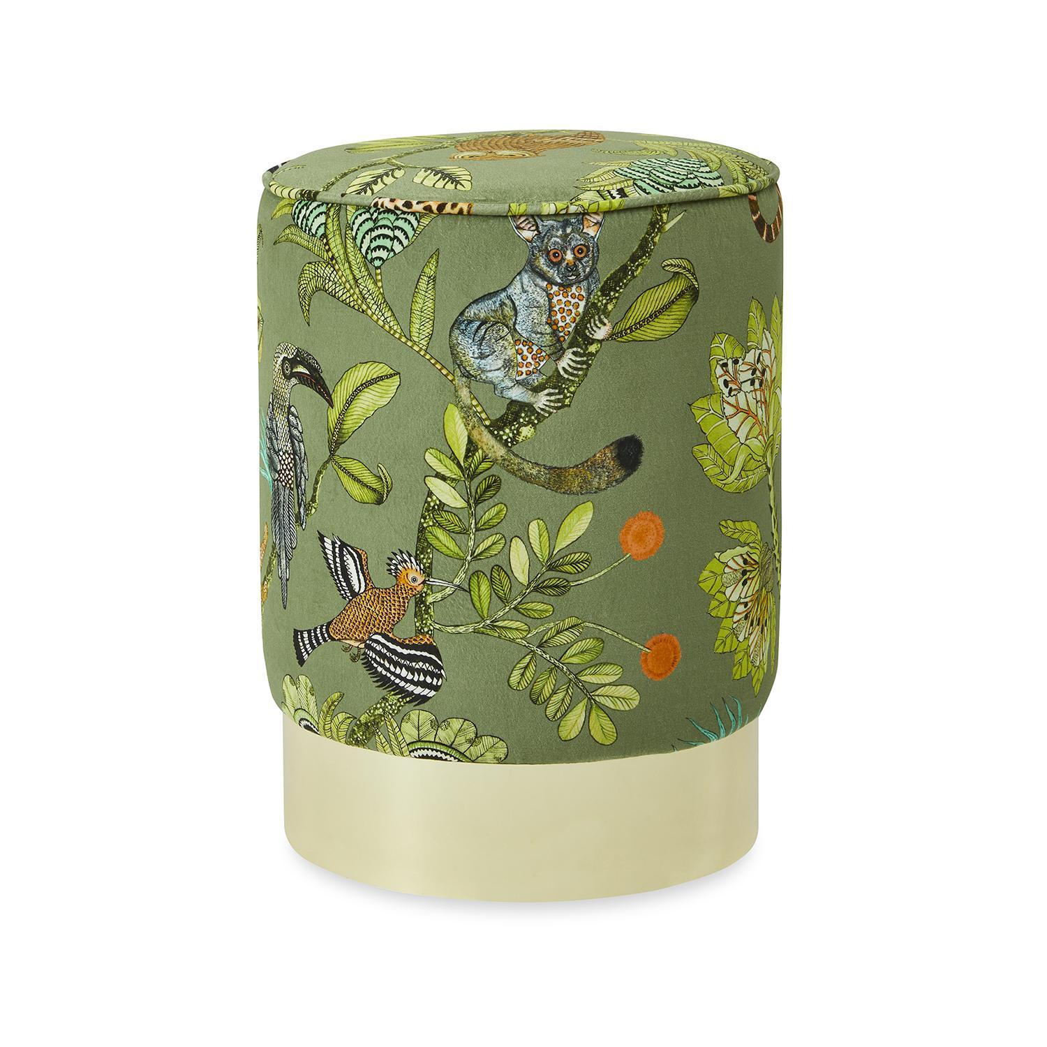 Camp Critters Velvet Pouf on Gold Base - Delta