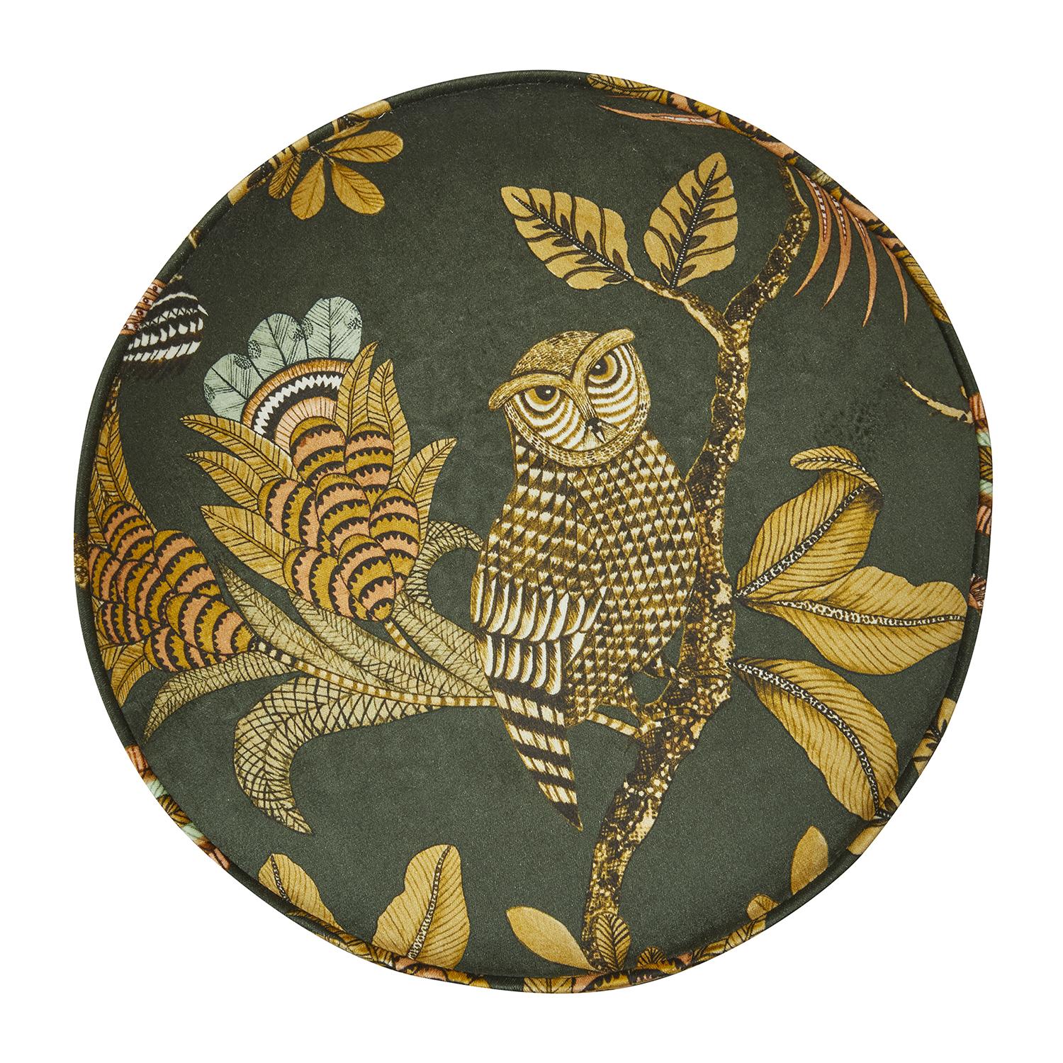 Camp Critters Velvet Pouf on Gold Base - Dusk