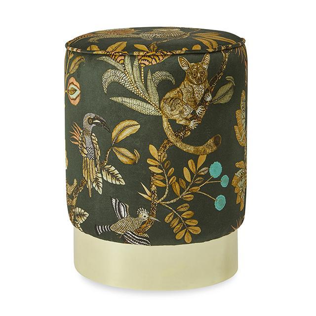 Camp Critters Velvet Pouf on Gold Base - Dusk